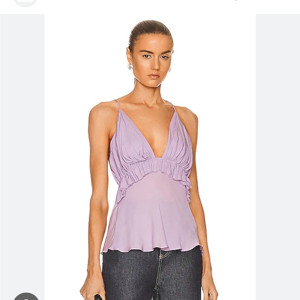 KHAITE The Vita Open-Back Gathered Silk Georgette Camisole Size M